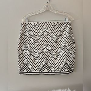 Express White Mini Skirt Black Sequin Size Medium
